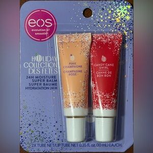 BNIP! eos, Holiday Collection 24H Moisture Super Balm Set, 2 PCS! 💖🍾🍭🍥